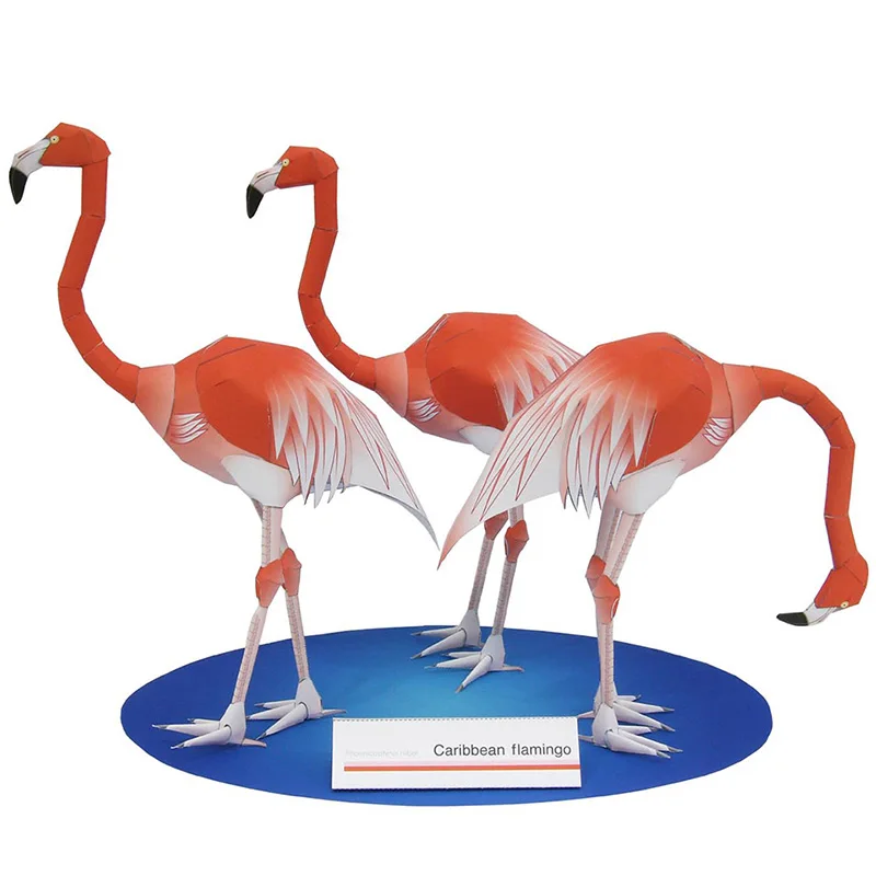 Art Craft With Cardboard - Caribbean Flamingo Folding Three Bird Origami