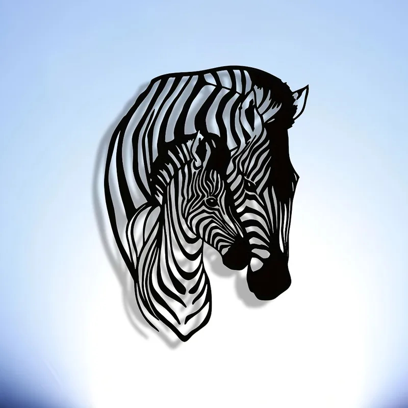 Art Craft Cafe - Elegant Minimalist Zebra Family Metal Wall