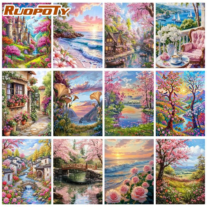 RUOPOTY Sunset Beach Paint By  - Art Craft Ideas For Adults review and price