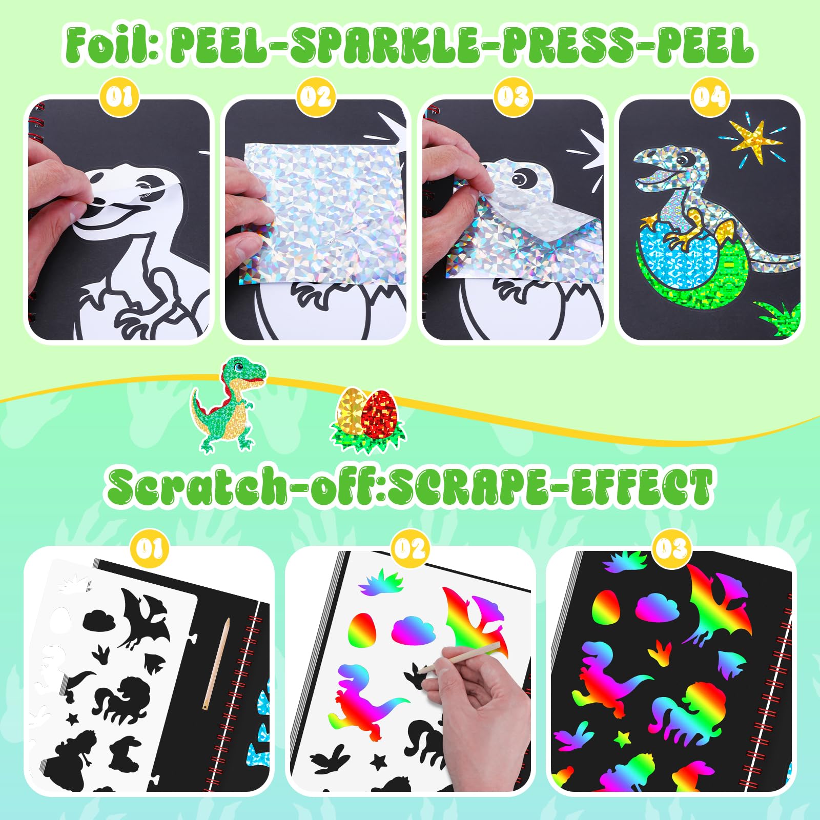 Dinosaur Scratch Art Book for  - Art Craft Dinosaurs review and price