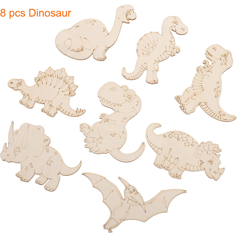 8/24 Pieces Unfinished Wooden  - Art Craft Dinosaurs review and price