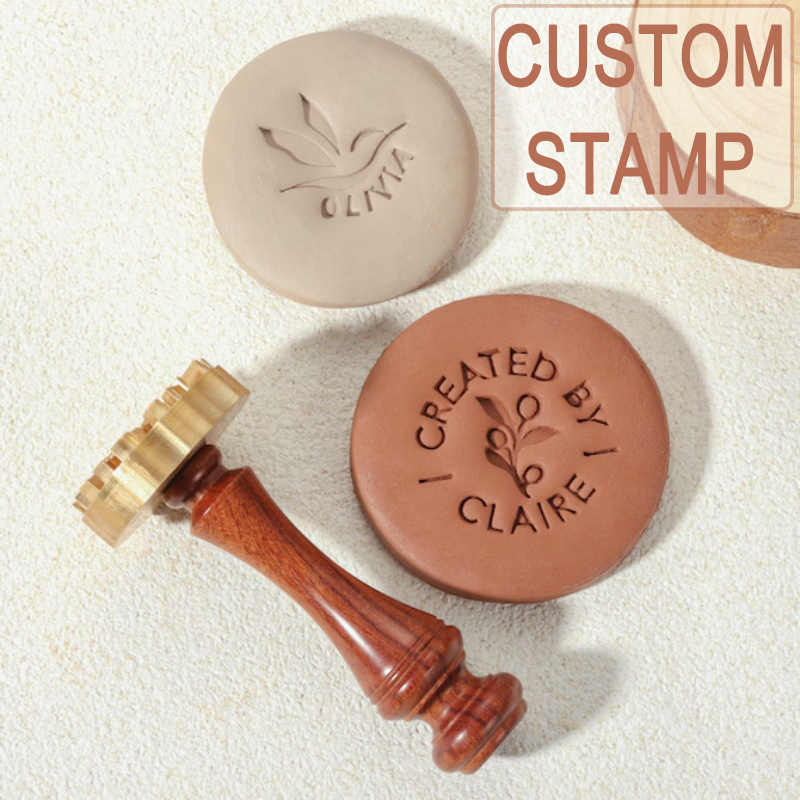 Custom Pottery Stamp for Clay, - Art Craft Logo Design review and price