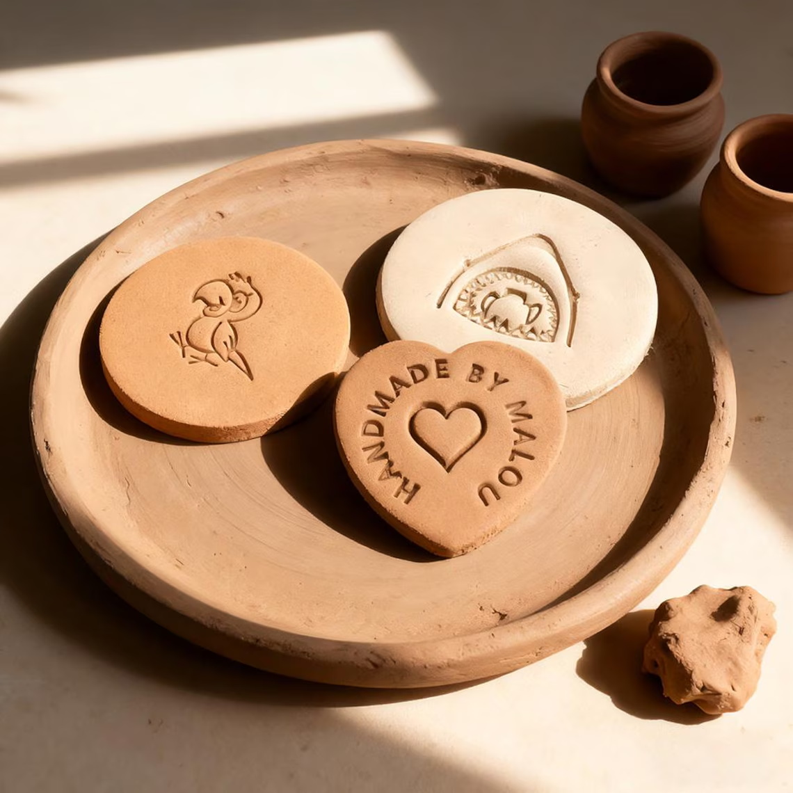 Custom Pottery Stamp for Clay, - Art Craft Logo Design review and price